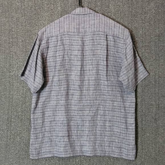 Nautica Shirt Mens XL Blue Striped 100% Linen Short Sleeve with Pocket - Picture 7 of 10